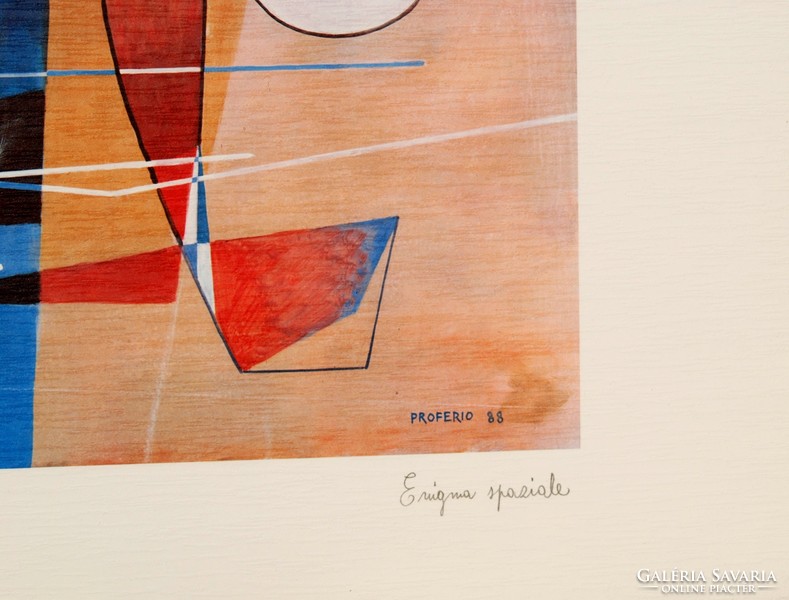 Proferio Grossi (1923-2000): Enigma speziale, 1988 - művészi nyomat keretezve