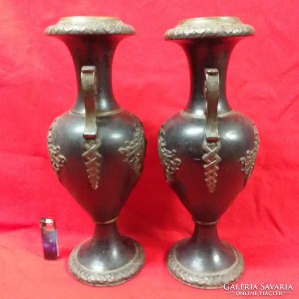 Eichwald bernhard, bernard bloch & co 1895-1920 majolica terracotta amphora vase pair. 38 Cm.