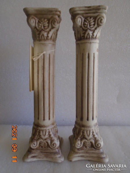 Obelisk or pedestal depicting a real antique porcelain candlestick pair in beautiful mature condition 20.5