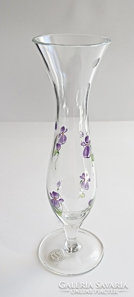 Parádi ibolyás üveg  váza 20cm