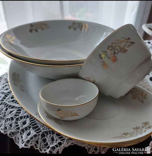 Mz-Moritz Zdekauer Czech/Czechoslovak/50+years old porcelain tableware,gold border gold cornflower
