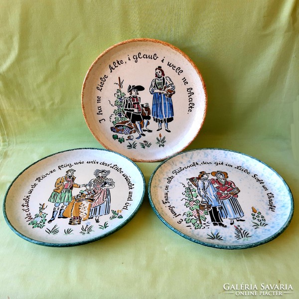 German, antique granite plate, decorative plate (3 pieces)