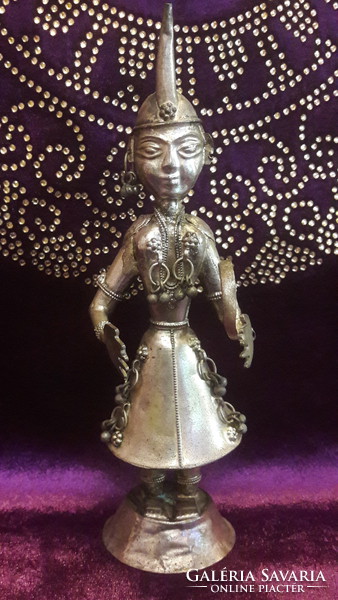 2 silver-plated oriental musician statues