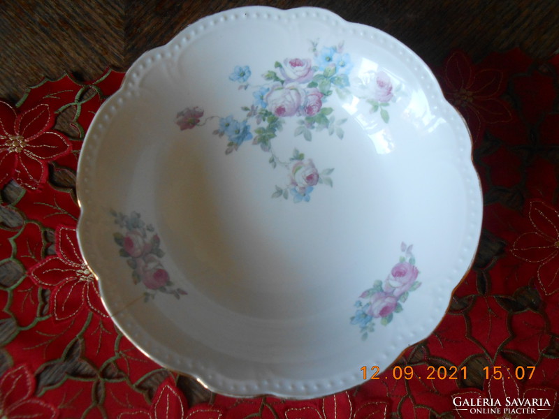 Antique zsolnay rose patterned, beaded garnished bowl