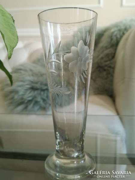 Unique crystal goblet with Jenő Hegedűs engraving, 2 dl