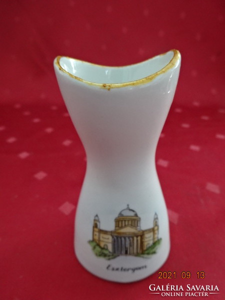 Aquincum porcelain vase, lathe with view, height 9 cm. He has! Jokai.