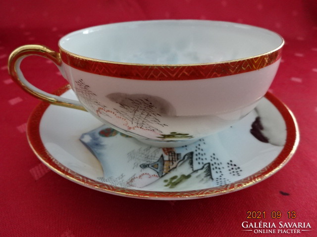 Japanese porcelain teacup + placemat, eggshell with thin glass. He has!