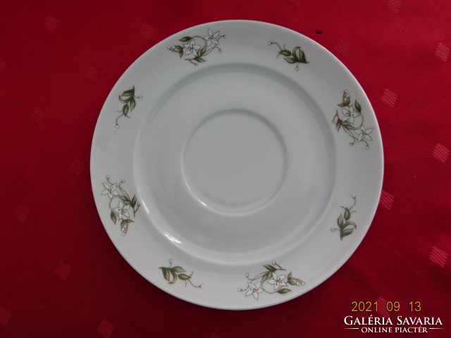 Alföldi porcelán teáscsésze alátét, fehér virágos, átmérője 16,3 cm. Vanneki!