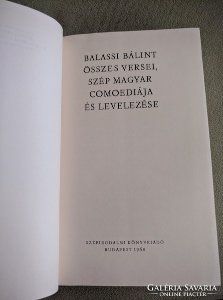 All the poems, beautiful Hungarian comedy and correspondence of Bálint Balassi (1974)