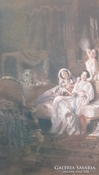 XVIII. századi enteriőrt bemutató kép, színes nyomat