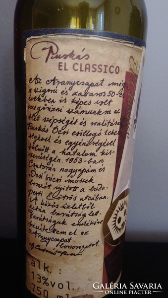Nagyon ritka termék! Puskás relikvia gyűjtőknek, Puskás emlékére El Classico boros üveg és díszdoboz