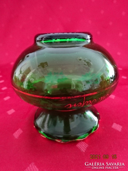 Green glass vase with floral pattern, height 8.5 cm. Maria taferl memorial. He has!