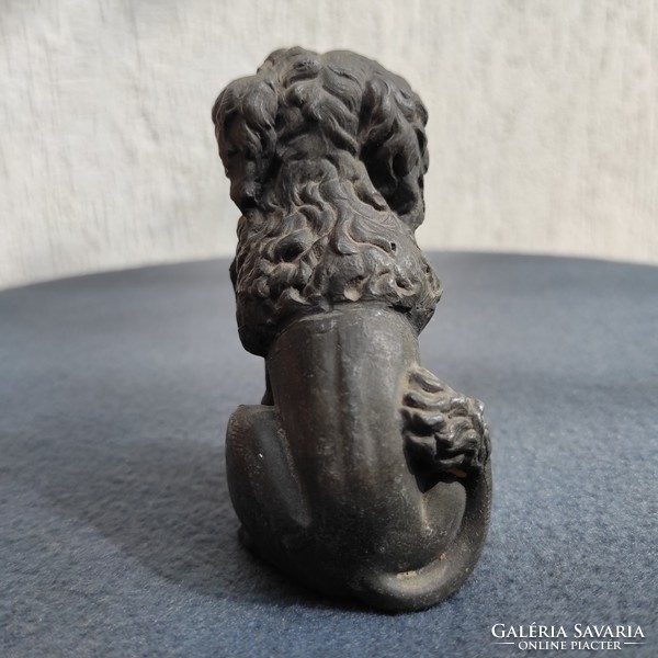 Poodle, poodle dog sculpture in metal alloy, tin spyator. Viennese in nature