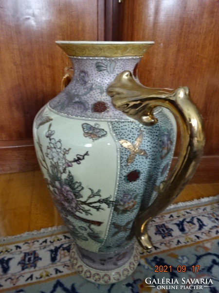 Kínai porcelán váza, madár, pillangó mintával, magassága 45 cm. Vanneki!