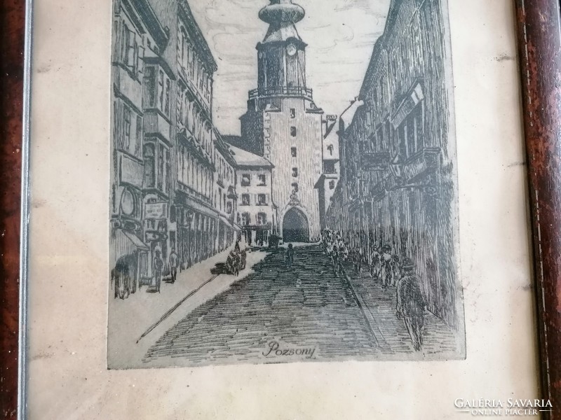 Bratislava street detail etching