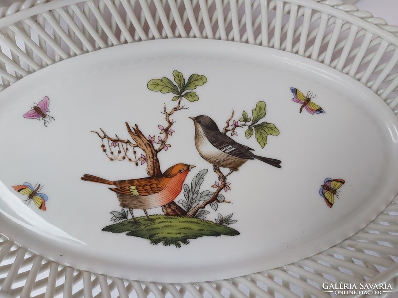Gyönyörű Herendi Rothschild madaras áttört kínáló asztalközép Gyűjtői darab