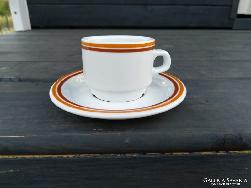 Lowland yellow-brown striped mocha cup with saucer