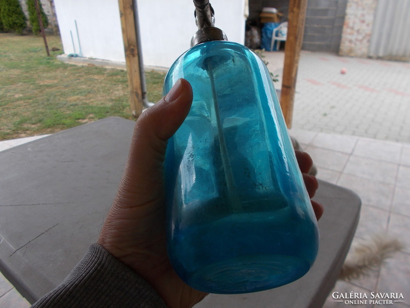 Old blue soda bottle, flawless