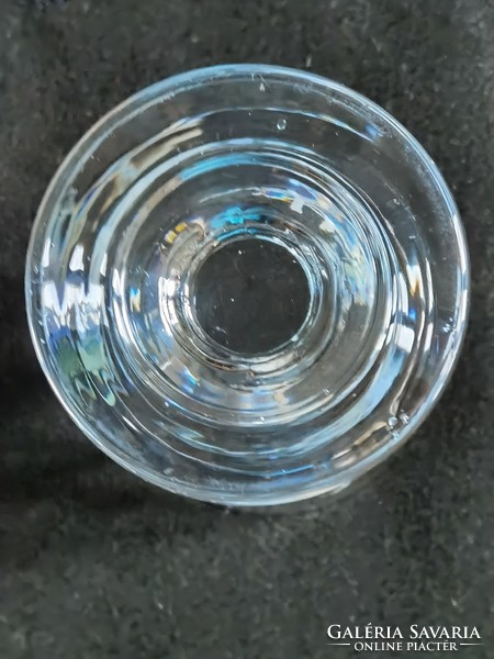 Antik biedermeier kézi zománc festésű vastagfalú fújt talpas nefelejcses pohár