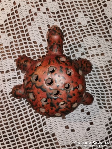 Tófej kerámia, teknős ikebana - ép