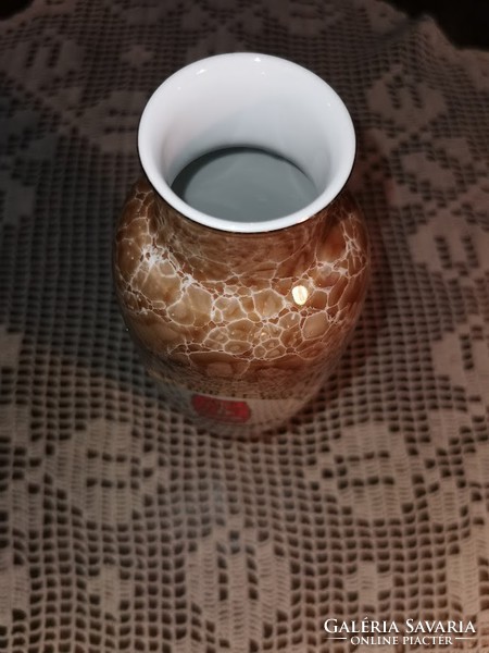 Hollóházi barna, lüsztermázas váza, kupa, 25,5 cm, SZOT