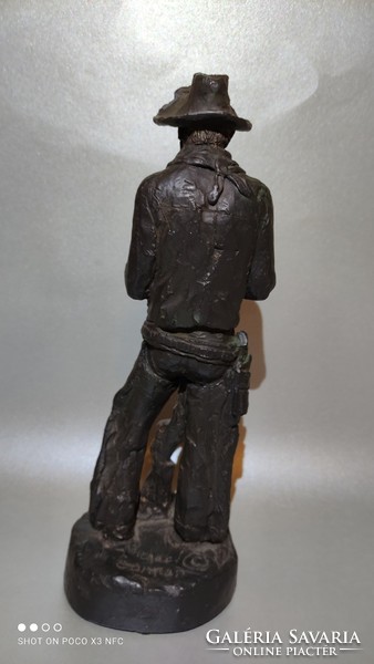 Michael Garman bronzírozott fém cowboy szobor jelzett