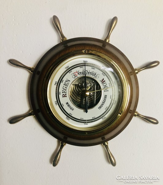 Vintage barometer - ship's steering wheel