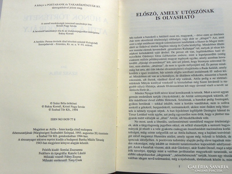 History of the Huns, Grand Attila 1994, book in excellent condition