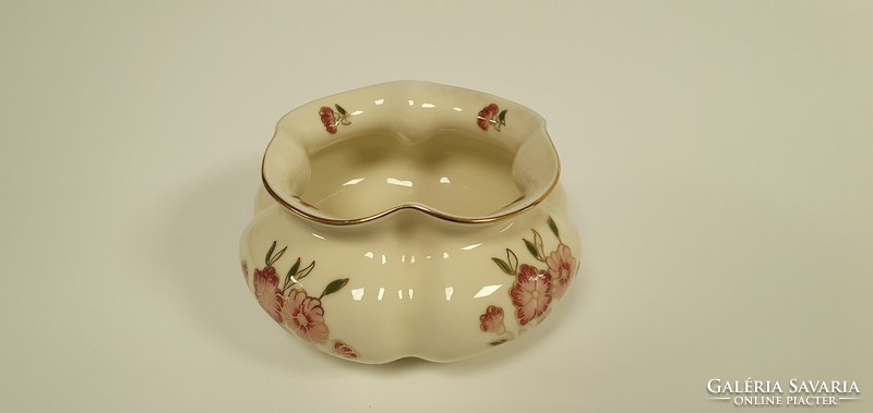 Zsolnay wavy small flower pot with floral decor