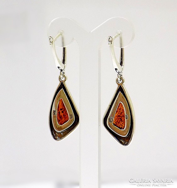 Silver earrings with amber stones (zal-ag97829)