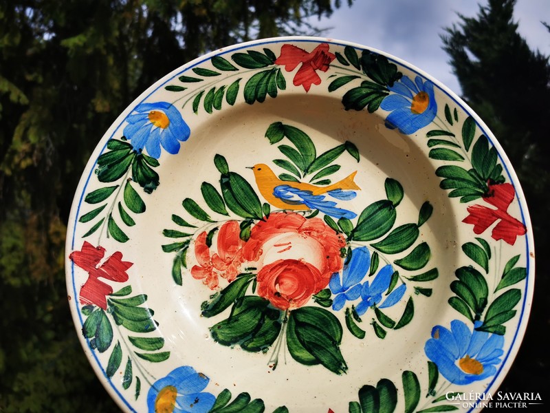 Antique rose wall bowl, Miskolc, 28 cm
