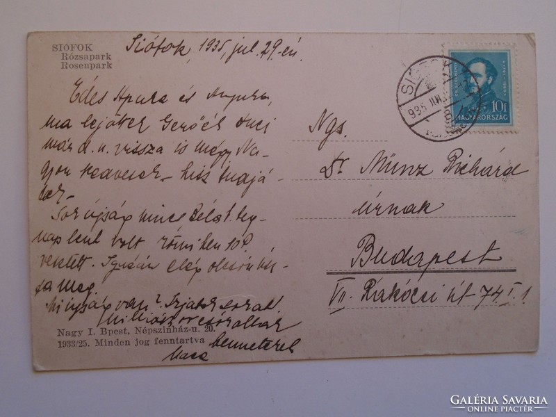 D184269 old postcard from Siófok p 1935