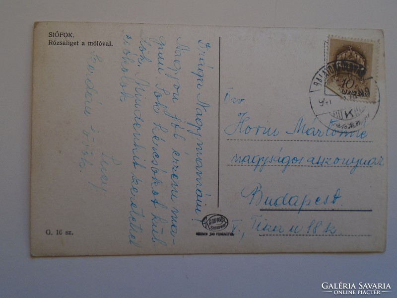 D184249 old postcard siófok 1941 postage free Balatonföldvár 1941