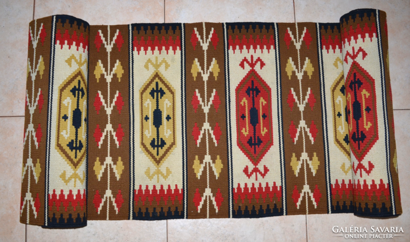 Rare monumental length Toronto wool rug kelim 01 (526 x 58.7 cm)