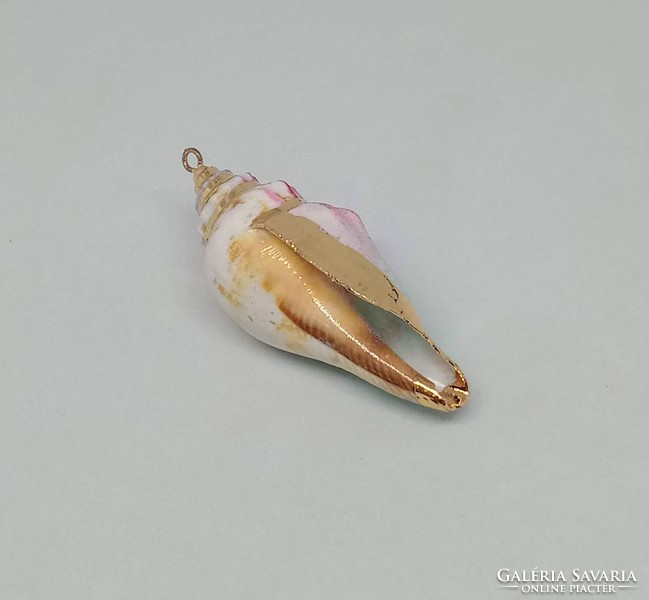 Colored spiral sea snail pendant with gilded border