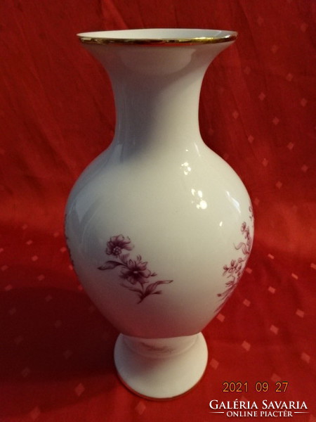 Hollóházi porcelán váza, rózsaszín virágos, magassága 30,5 cm. Jelölése: 5020. Vanneki!