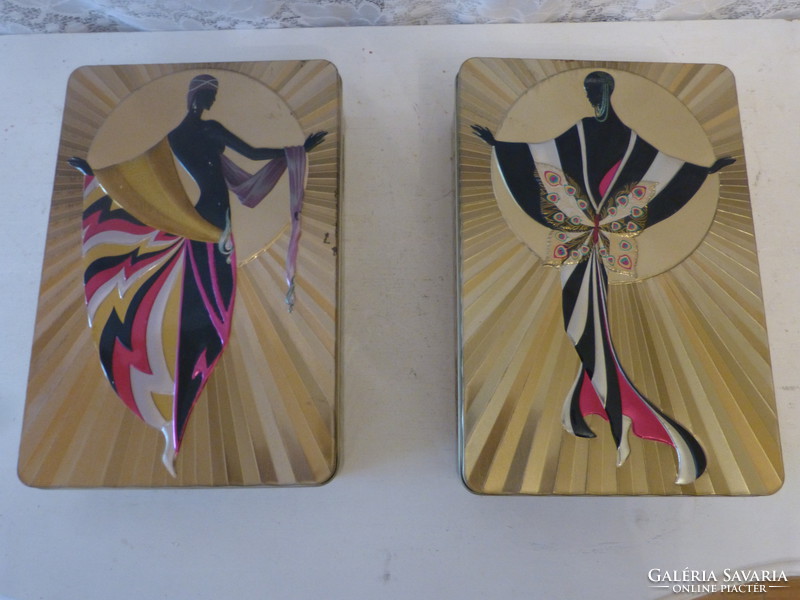 Metal boxes with art deco decoration.