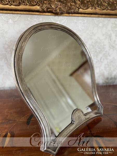 Large silver table mirror