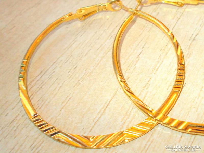 Olasz Metszett Arany Gold Filled Karika Fülbevaló - Minőségi Darab 5 cm -es