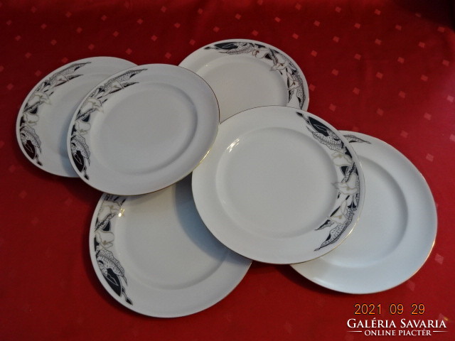 Alföldi porcelán kistányér, 6-os darab,készlet fekete - arany mintával, átmérője 19,5 cm. Vanneki!