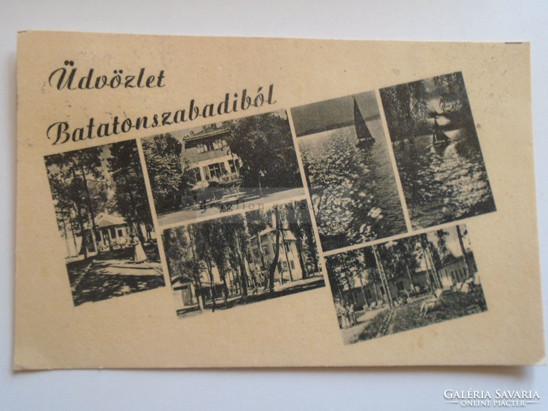 D184443 old postcard from Balatonszabadi k1955