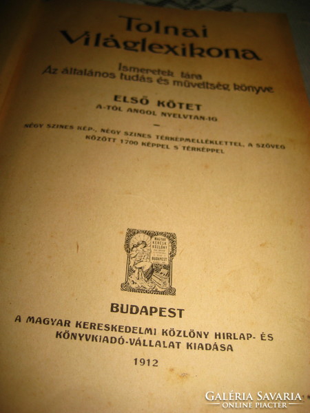 Tolnay Világlexikona  I. kötet 1912 . állapota   jó  !