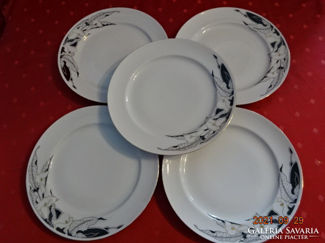 5 db együtt eladó Alföldi porcelán lapostányér, fekete - arany mintával, átmérője 24,5 cm. Vanneki!