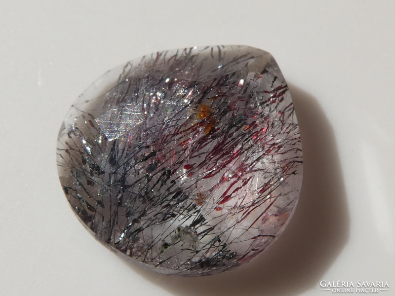 Natural rhinestone quartz hematite polished with precious stones. 2.4 Ct jewelry base material.