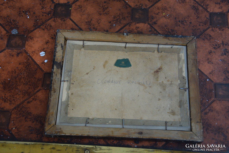 Csohány Kalman copperplate signed, 9x14cm, framed New Year's sale