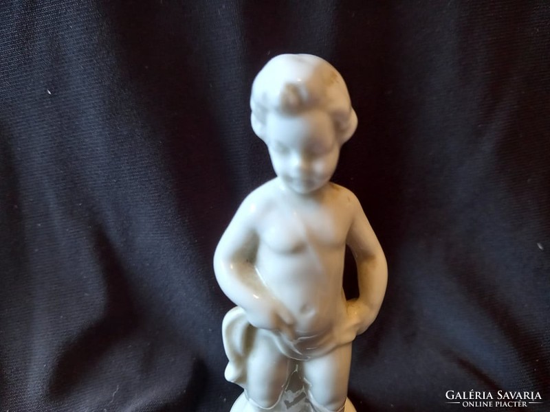 Neapolitan porcelain standing putto figure (hand painted, marked with number)