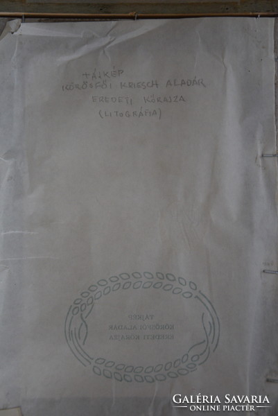 Körősfői - Kriesch Aladár litográfia keretben, 15x24,5cm, szignózva KARÁCSONYI LEÁRAZÁS