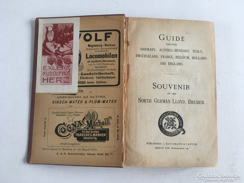 Norddeutscher Lloyd (North German Lloyd): Guide through Central Europe and Italy, 1896. antik könyv