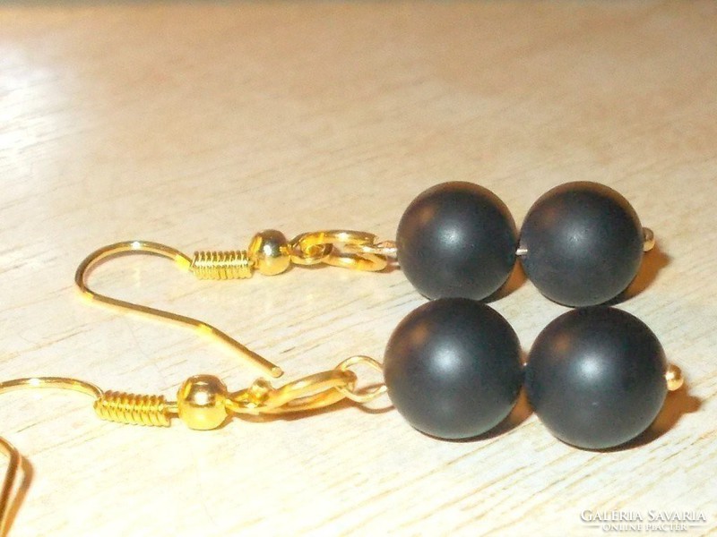 Onix mineral pearl gold gold filed earrings