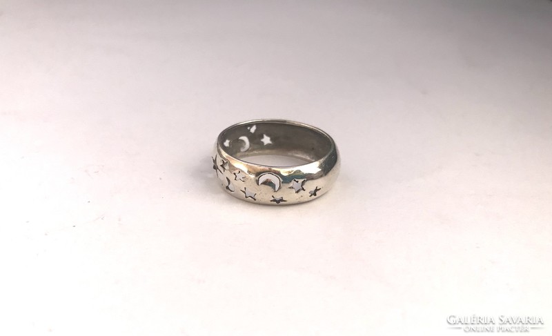 Silver patterned hoop ring